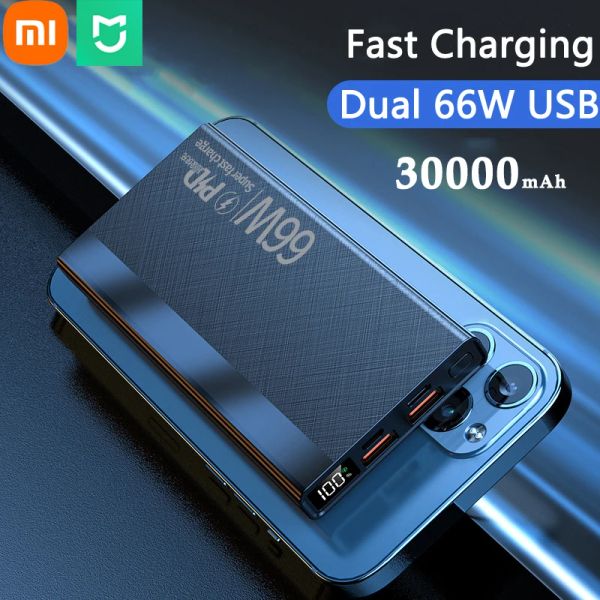Produits Xiaomi Mijia 30000mAh Banque d'alimentation 66W Charge rapide Affichage numérique Batterie rechargeable Portable pour Huawei Xiaomi Samsung