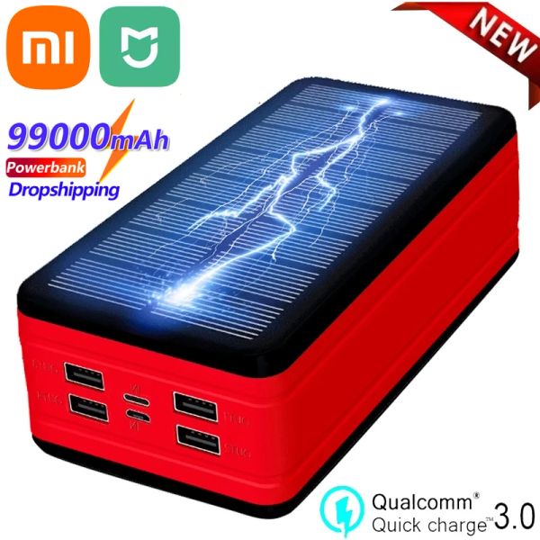 Productos Xiaomi Mijia 99000MAH Solar PowerBank Gran capacidad Chaeger Portable 4USB Aviva al aire libre Batería externa para iPhone13 13Pro