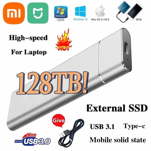 Productos Xiaomi Mijia Nuevo SSD portátil 128TB 1TB 2TB Almacenamiento de alta velocidad USB 3.0 Interfaz de disco duro externo para computadoras portátiles para computadora portátiles