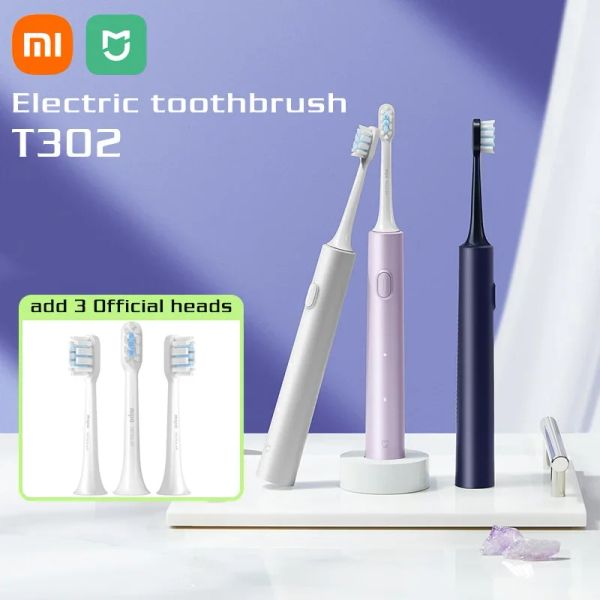 Produits Xiaomi Mijia T302 Brosse à dents électrique Sonic T302 4 Têtes de brosse à dents Charge sans fil 150 jours Life de batterie outils de nettoyage oral