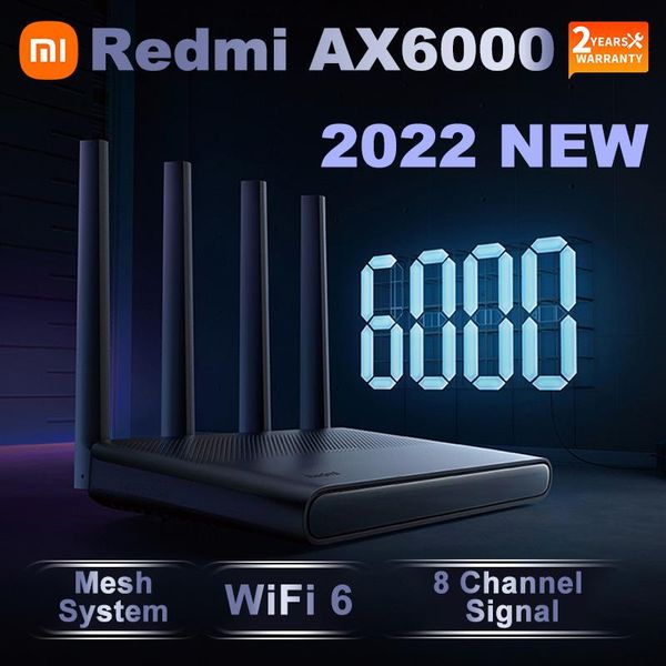 Productos XIAOMI REDMI AX6000 Sistema de malla de enrutador WiFi WiFi 6 160MHz ancho de banda Los amplificadores de señal de 8 canales funcionan con la aplicación Mijia para el hogar