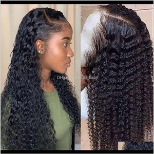 Productswater Wave Short Curly Lace Front Human Hair Wigs for Black Women Bob Long Deep Frontal Brésilien Wig humide et Wavy Full DR1980