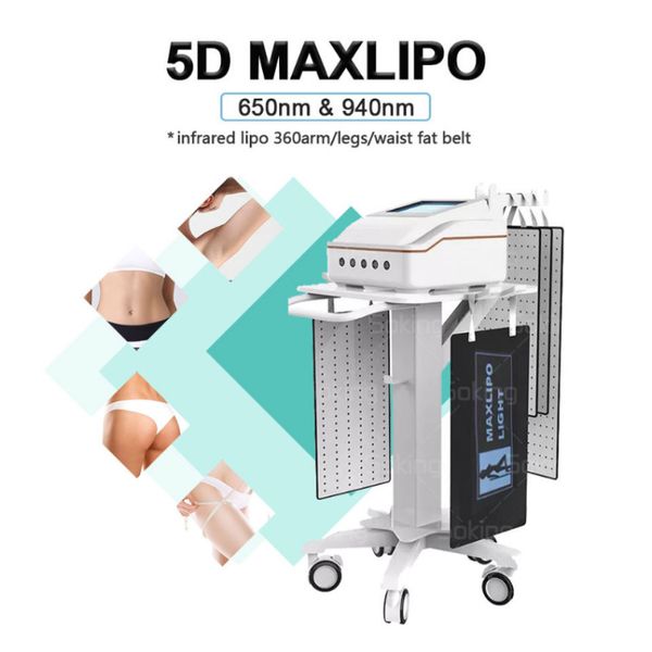 Máquina profesional de adelgazamiento de grado médico no invasivo con láser Maxlipo 5D, luz roja para esculpir el cuerpo, máquina moldeadora de láser Lipo para aliviar el dolor para perder grasa