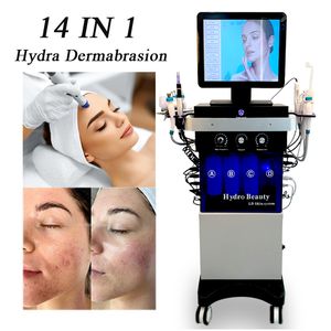 Máquina profesional de microdermoabrasión facial Hydro Skin 14 en 1 para levantamiento de la piel Ultrasonido de alta frecuencia BIO Water Dermabrasion Moisturizer Machine