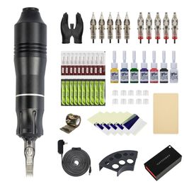 Profession Tattoo Machine Pen Kit Power Alimentation Rotary avec des outils d'aiguilles pour le maquilleur permanent 240418