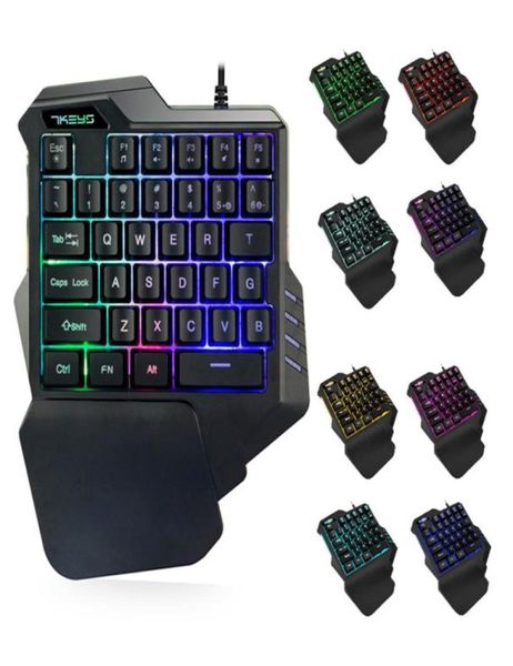 Teclado profesional para juegos por cable, retroiluminación LED RGB colorida, 35 teclas, teclado de membrana con una sola mano, teclado mecánico para jugadores, Keypad9915926