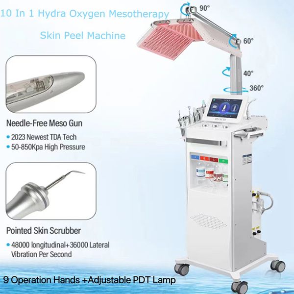 Profesional 10 en 1 Hydro Mesoterapia Hydra Dermabrasion Facial Máquina facial Vacuum Aqua Peeling La piel rejuvenecimiento oxígeno
