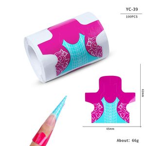 Professionele 100 stcs/roller nail art extension Forms Paper Sticker UV gelgebouw Zelfklevende manicure gids salon accessoires tools NAT039 21-39