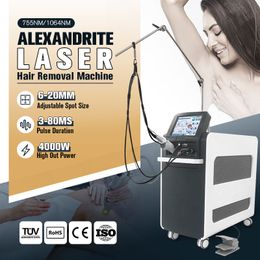 Professionele 1064nm 755nm ALEX ND YAG Laser Ontharing Apparaat Ijs Laser Titanium Depilator 4000W DCD Koeling