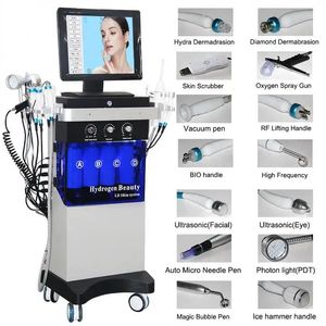 Máquina de microdermoabrasión de cristal profesional 14 en 1, dispositivo facial de limpieza profunda de hidra, máquina de microdermoabrasión de hidra