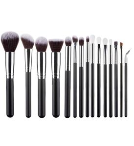 Brosse de maquillage noir 15pcs Set Powder Foundation fard à paupières Blush Blush Soft Synthetic Hair Cosmetic Make Up Beauty To5345736