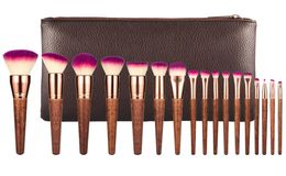 Broussages de maquillage de 17pcs professionnels Set Fashion Lip Powder Eye Kabuki Bruste complet Kit Cosmetics Tool de beauté avec case en cuir5321922