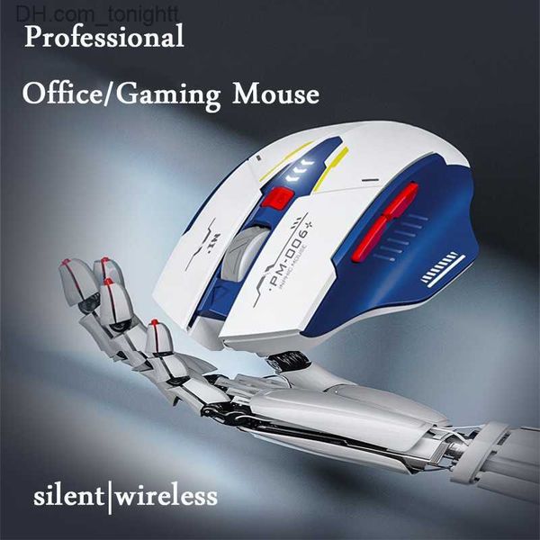 Profesional 2.4G Ratón inalámbrico para juegos Recargable Silencio Ratones ópticos Ergonómico Silencioso USB Gamer Mouse para computadora portátil PC Q230825