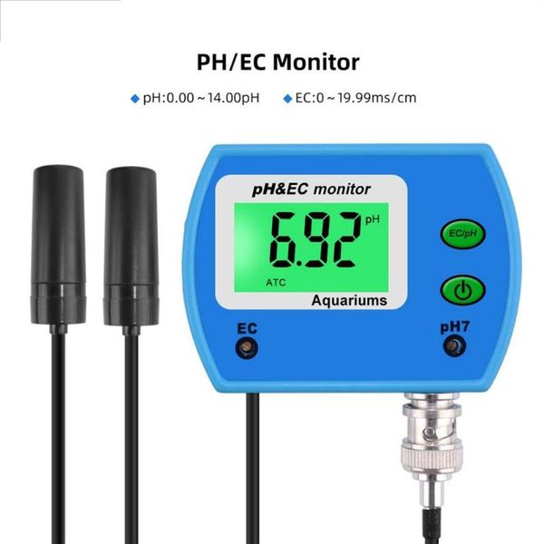 Medidor de PH Digital profesional 2 en 1, medidor de EC para acuario, Monitor de calidad del agua multiparámetro, Monitor de PH EC en línea, acidómetro 2487