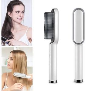 Professionnel 2 En 1 Cheveux Lisseur Bigoudi Brosse En Céramique Électrique Lisser Brosse Chauffage Rapide Lisseur Peigne Styler Outil 220217