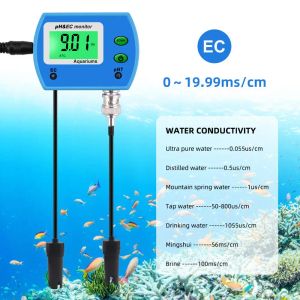 Professionele 2 op 1 pH-meter EC-meter voor aquarium multi-parameter waterkwaliteit Monitor Online pH / EC-monitorzuurzuur