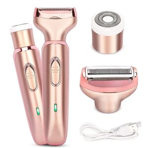 Professional 2 in 1 Women Epilator Electric Razor Hair Removal Painless Face Shaver Bikini Pubic Trimmer Home Use Machine 220616
