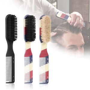 Professional 2 in1 Barber Shaving Beard Brush Removal Neck Dusting Horse Hair Brushes Man Face Mustache Comb Salon Cleaning Styling Tools