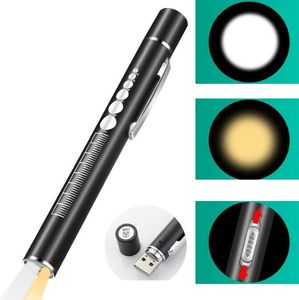 Professionnel 200 Lumen LED en aluminium Portable stylo torche lampe de poche USB Rechargeable médical stylo lumière pour médecin infirmière