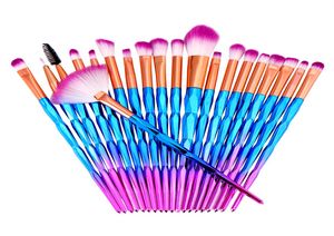 Professionele 20 stks Diamond Fan Poeder Foundation Brush Blush Blending Oogschaduw Lip Cosmetische Eye Make Up Kwasten Kit Tool6668098