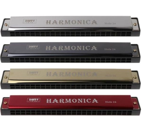 Harmonica professionnel à 24 trous, clé C, Instrument à vent en métal pour débutants, 4 couleurs Drop3878685