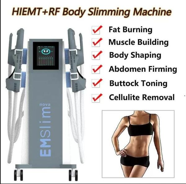 Professionnel 4 poignées minceur RF avec siège Emslim machine de musculation stimulateur musculaire électromagnétique brûler les graisses élimination corps sculpter forme perte de poids