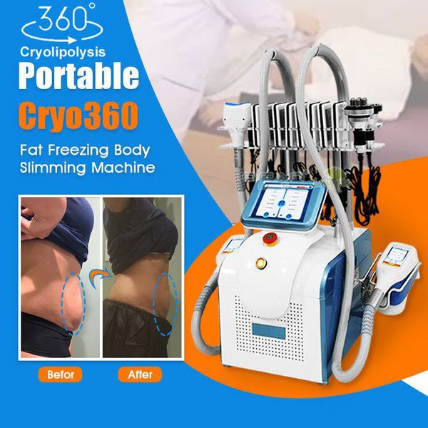 Professionnel 5 Cryolipolyse gère 360 ​​Double Chin cryo refroidissement Cool Tech Fat Freezing Lipo Laser Cavitation RF Poids Réduisez la machine à vendre