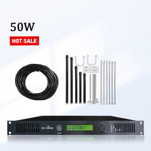 Transmetteur FM sans fil 50 W pour diffusion de station de radio avec antenne dipôle et kit de câble coaxial