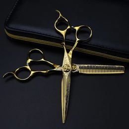 Professionele 6 Gouden Damascus Cut Haar Schaar Bloem Schroef Snijden Kapper Gereedschap Kapsel Dunner Schaar Kappersschaar 240228