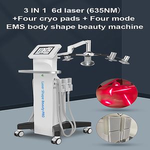 Profesional 6D lipo láser máquina de adelgazamiento pérdida de peso cool tech cryolipolysis lazer precio de la máquina 4 placas de enfriamiento Estiramiento de la piel