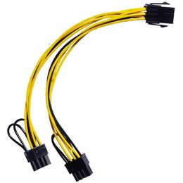 Professionele 6pin tot dubbele 8pin grafische kaart Power Cable Splitter voor computer -pc met 20 cm lengte 2024 Model - Kabel van hoge kwaliteit voor