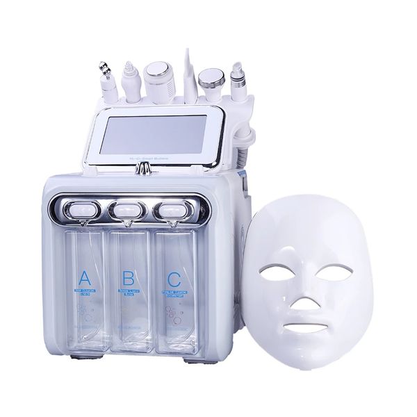 7 en 1 Hidro Microdermoabrasión Depurador ultrasónico de la piel Bio RF Martillo frío Agua Hidra Dermoabrasión Spa Piel facial Limpieza de poros Máquina de salón con mascarilla LED