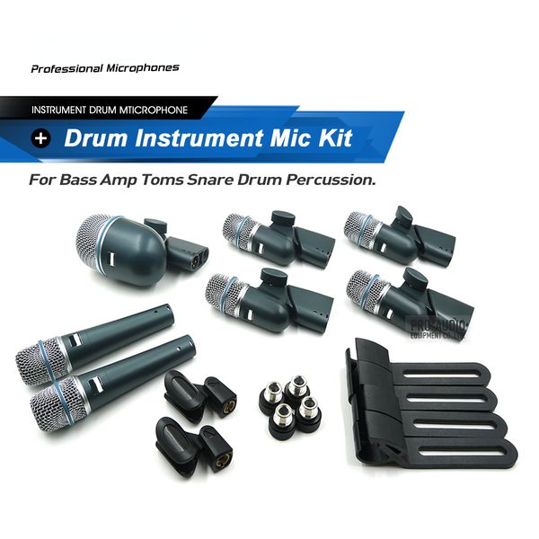 Professionnel 7 pi￨ces Beta Percussion Instrument Microphone Betadmk7 Drum Kit micro pour basse Amp Tom Snare avec bo￮tier de transport