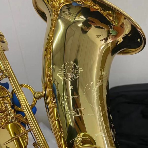 Profesional 803 tenor Bb saxofón tenor afinado latón dorado lacado fabricación artesanal francesa uno a uno patrón tallado instrumento de jazz con accesorios