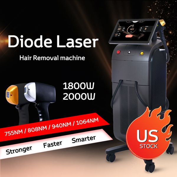 Machine professionnelle d'épilation au Laser à Diode 808nm, refroidissement sur glace, 4 longueurs d'onde, pour enlever les poils, barre laser cohérente américaine