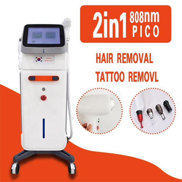 máquina profesional de depilación láser de diodo 810nm 2 en 1 dispositivo de eliminación de tatuajes pico lazer Lavado de cejas Eliminar manchas de pecas blanqueamiento de la piel 3 longitudes de onda 808nm