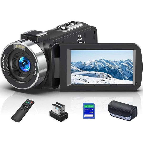Caméra vidéo caméscope professionnelle 8K 64MP avec zoom numérique 18X, WiFi, vision nocturne IR et microphone - Parfait pour le vlogging YouTube, la webcam et la télécommande