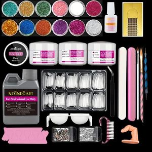 Professionele acryl nagelkit Acryl -vloeistofset, 120lm monomeer vloeistof 12 kleur glitter acryl poeder, wit helder roze acrylpoeder, nagels extensie manicure