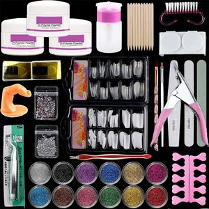 Kit d'ongles acrylique professionnel pour les débutants - comprend la poudre, les paillettes, les conseils et les outils pour des manucures époustouflantes