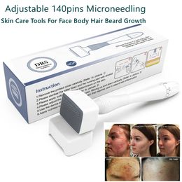 Professionele verstelbare 140PINS Microneedling Derma Stamp Microneedle Roller met beschermer naaldbedekking huidverzorgingsgereedschap voor gezicht lichaamshaar baard groei