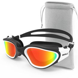 Lentilles de protection UV anti-brouillard adultes professionnelles pour hommes et lunettes de baignade polarisées pour femmes étanches et réglables Silicone Swimming Goggles 240506