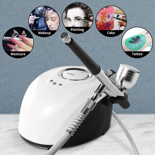 Máquina de aerógrafo profesional para uñas Arte Pintura Tatuaje Artesanía Pastel Nano Mist Pulverizador Herramienta de belleza Inyector de oxígeno Compresor de aire 240321