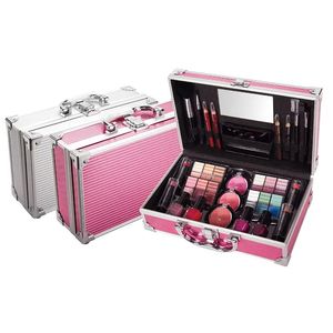 Professionele alles-in-één make-up set met oogschaduw, lippenstift, nagellak, blush, wenkbrauwpotlood en make-upborstel-Perfect Moederdagcadeau