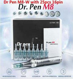 Professional Auto Electric Microneedle Wireless Dermapen Dr DR Pen M8-W met 25 pcs 16pin naalden Cartridge Skin Care Mts Anti Spot6845482