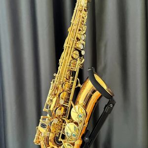 Saxophone Alto professionnel AW02 Mib laqué or laiton un à un Instrument de Jazz à motif gravé avec accessoires