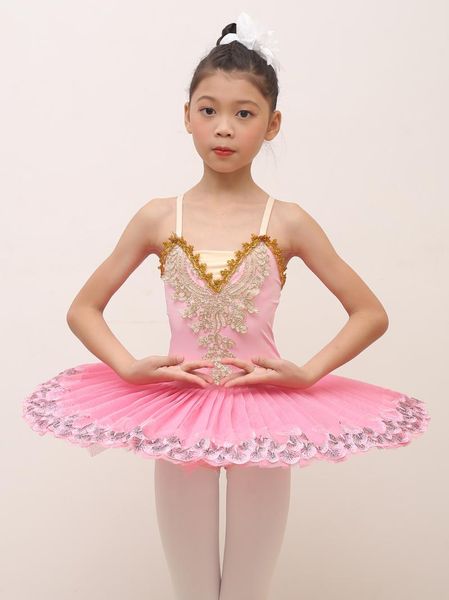 Robe de Ballet professionnelle rose pour filles, Tutu, Costume du lac des cygnes, rouge, vêtements de danse en crêpe pour enfants, vêtements de scène