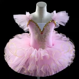 Ballet professionnel Tutu filles bleu rose plateau crêpe Tutu ballerine robe de soirée adulte femmes enfant enfants Ballet danse Costume 240111