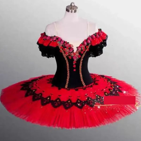 Ballet profesional Tutu Red Paquita Pancake Swan Lake Bailarina Disfraces Traje de baile Vestido de patinaje artístico Niñas 240228