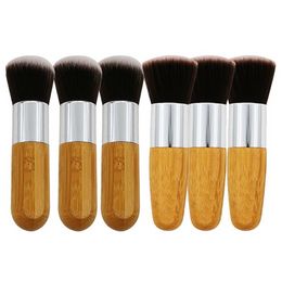 Base de bambú profesional Brocha Corrector en polvo Base líquida Rubor Rubor Base plana en ángulo Cosméticos líquidos Nuevo FY5572 GC0915