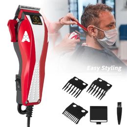 Cortadora de pelo profesional para peluquero AC, 13W, potente recortadora para el hogar, afeitadora silenciosa, máquina cortadora de cables de 19M, 3 peines protectores 240112